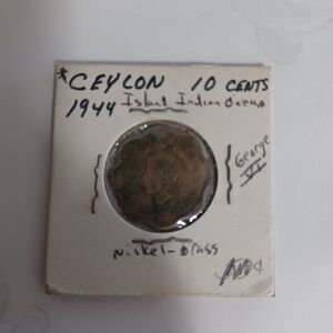 1944 Ceylon 10 Cents Coin